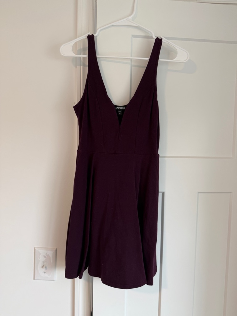 Express Deep Plum V-Neck Mini Dress